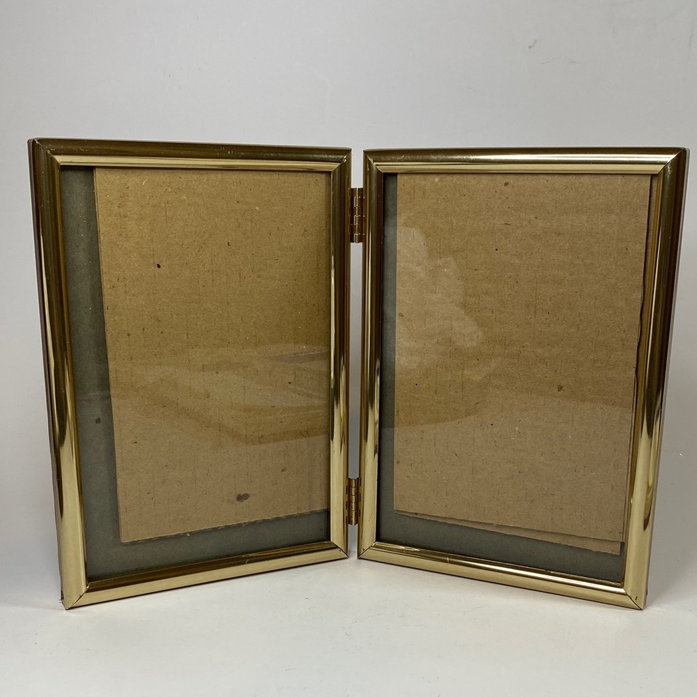 Vintage Brass-toned double picture frame